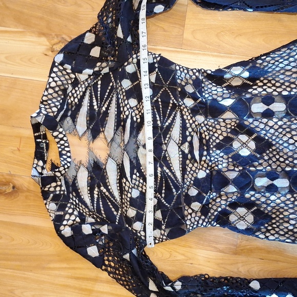 Free People Deco Lace Mini Long Sleeve Dress Fairy Whimsigoth Size 4 - Picture 10 of 13